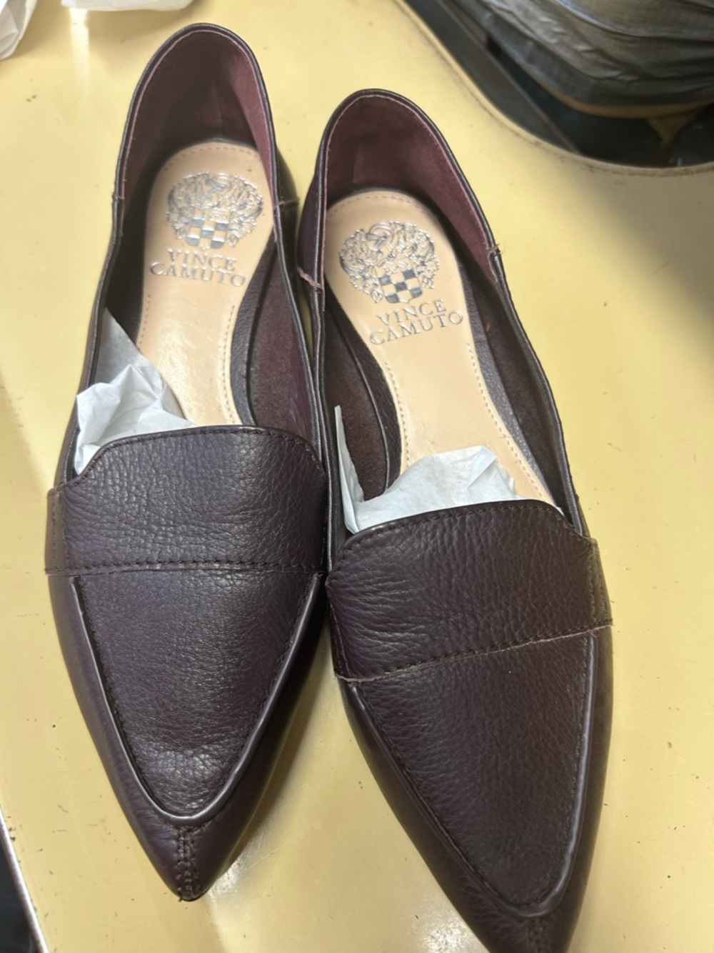 Vince Camuto Women's Pointed Toe Leather Loafers - BurgundySize 6